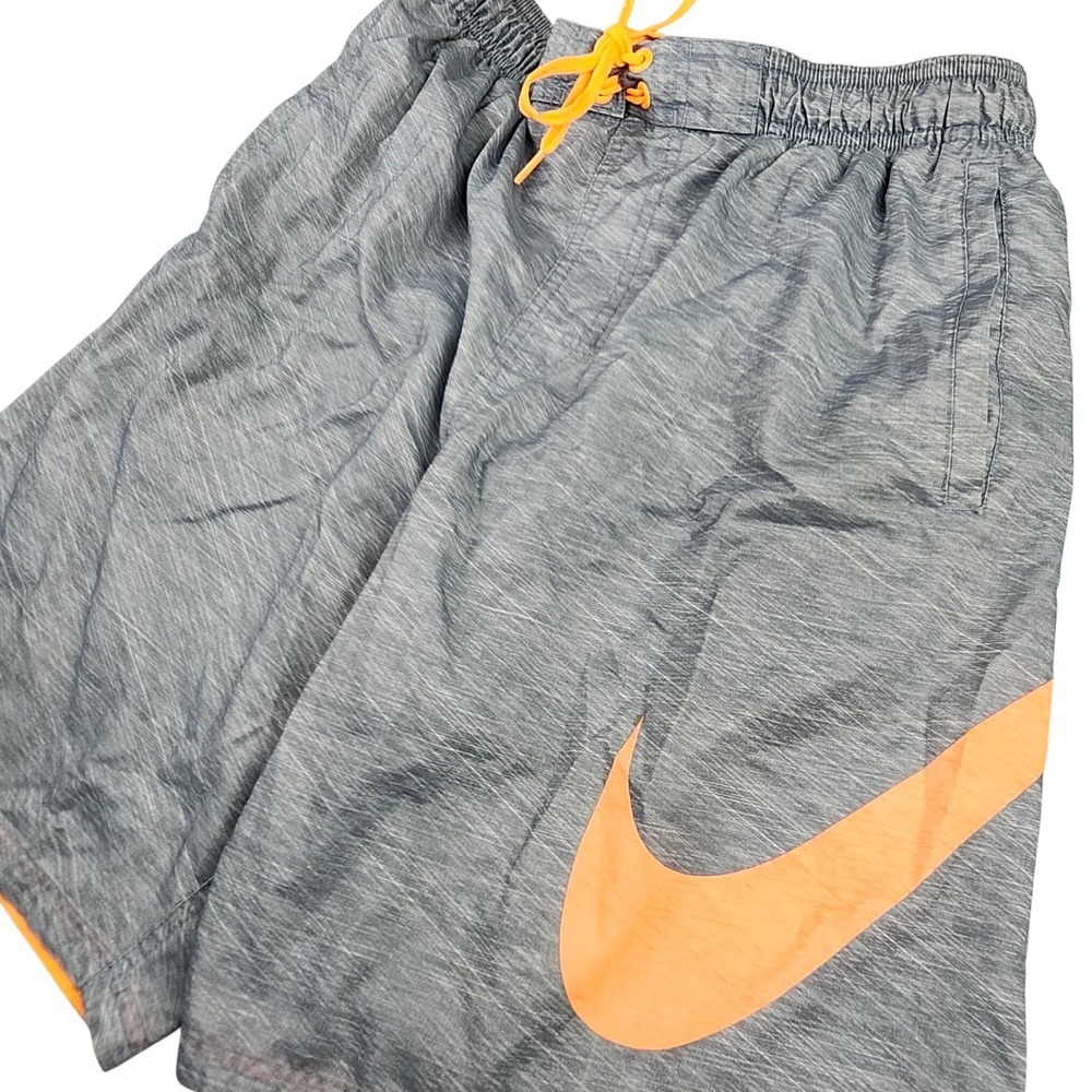 Nike Swim Board Shorts Lined Mens Medium Green‎ Orange Swoosh Board Pool Surf